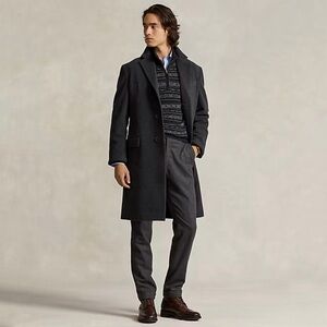 Polo Ralph Lauren Wool-Blend Twill Topcoat Dark Gray Men's TopCoat Coat